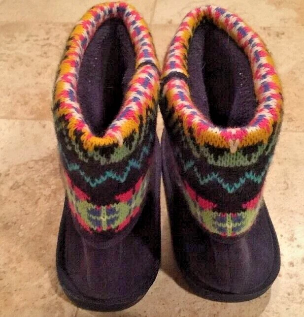 Zapatillas de lana talla 8M American Rag Bunny botines redondos para mujer AZUL MARINO USADOS EN EXCELENTE ESTADO Foto 3 de 4