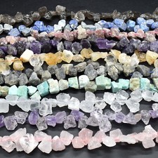 Raw Semi-precious Gemstone Crystal Nugget Beads - 15mm - 20mm - 15" Strand