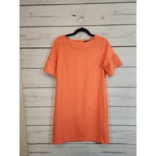 Banana Republic Women's Orange Boat Neck Ruffle Short Sleeve Shift Dress Size 6