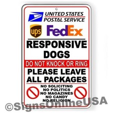 Responsive Dogs Do Not Disturb Leave Packages Here No Soliciting Metal Sign