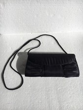 Black Satin Evening Bag Purse Clutch Braided Strap