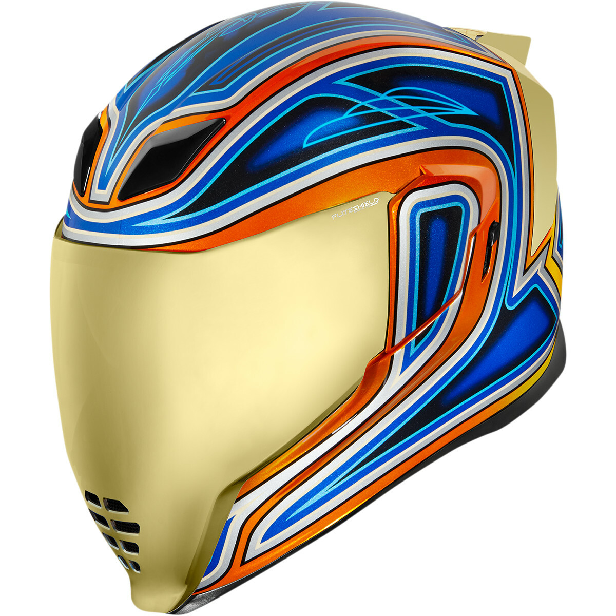 ICON AIRFLITE EL CENTRO GOLD RED BLUE MOTORCYCLE CRASH HELMET