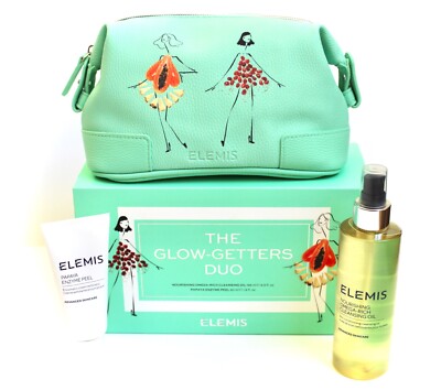 ELEMIS Glow Getters Duo SET Cleansing Oil & Papaya Peel + Signature Bag NEW wBOX
