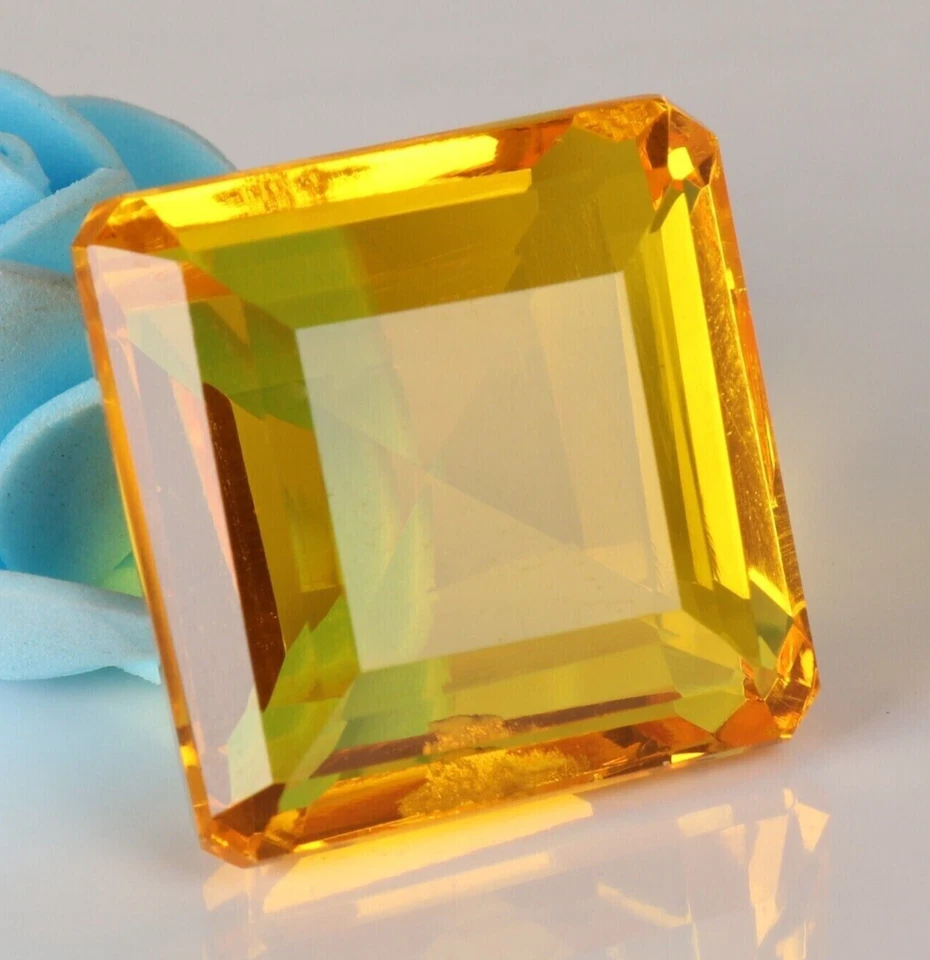 AAA+ 95.40 Ct. Large Yellow Citrine Square Cut Loose Gemstone Gift for Women - Image 2 of 4