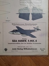 Vintage German Military Card Model Kit. Sea Hawk F.MK.4. Plane