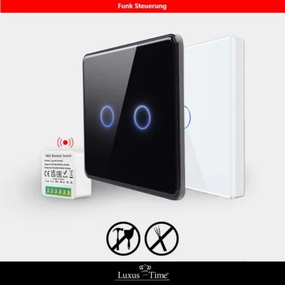 LUXUS-TIME SmartHome Funk Steuerung Funkschalter Kabellos Lichtschalter Touch Wandschalter