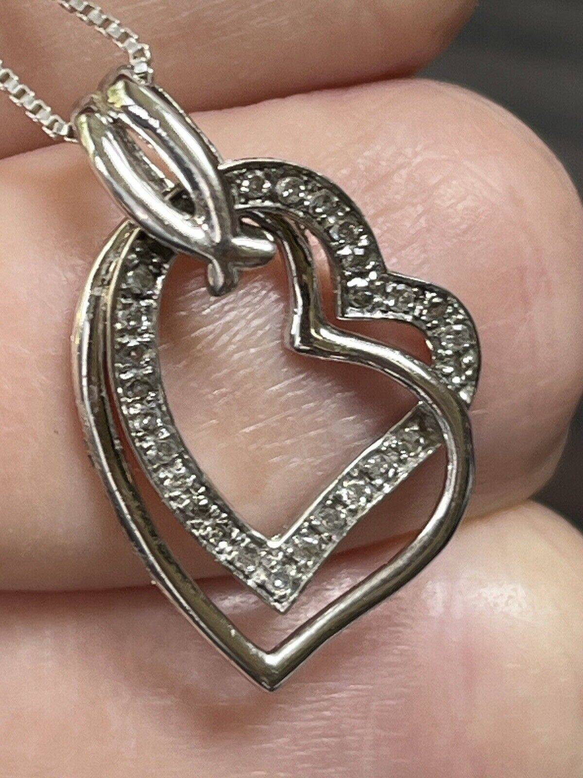 SAI STERLING SILVER 925 DIAMOND Heart PENDANT Nec… - image 4