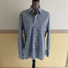 Nick Graham Men's 15.5 34-35 Blue White Floral Print Button Down Dress Shirt