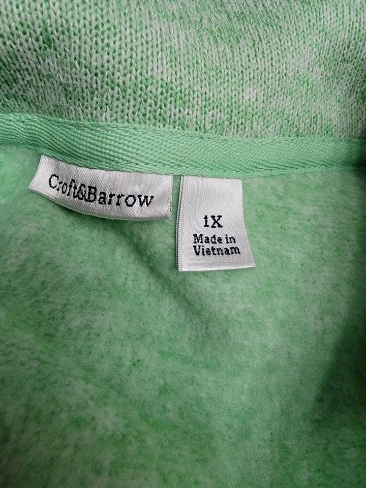 Croft & Barrow Womens Sweater Jacket Coat Size 1X Green White - Image 2 of 4