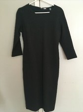 T Tahari Womens Dark Green Textured 3/4 Sleeve Fitted Dress 10 EUC
