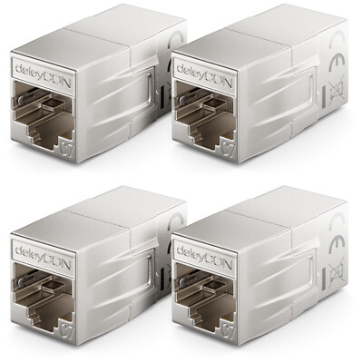 4x CAT7 Patchkabel Verbinder Kupplung RJ45 Verlängerung Netzwerk LAN DSL Adapter