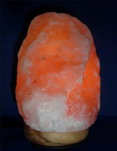Himalayan Salt Crystal Lamp C Nature Air Purifier Neem Wood Base Dimmer Bulb New - Picture 9 of 10