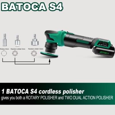 BATOCA S4 Akku Mini Poliermaschine Exzenter Polierer Rotations Poliergerät Set D