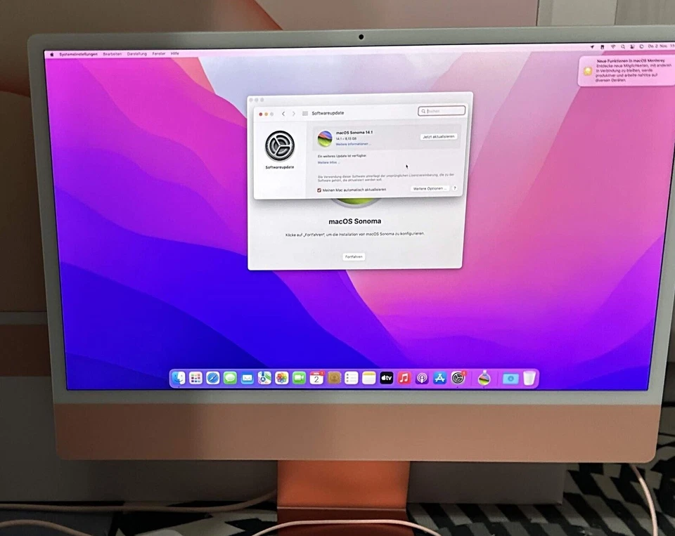 8core GPU,  RJ45, grosses Modell Apple M1 24" iMac 2021, 512 GB SSD, rot  in OVP