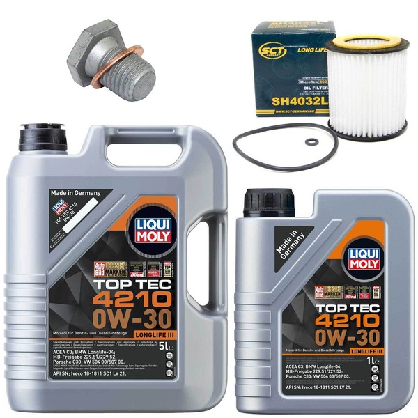 MotoröL Filter Set 4210 0W-30 Liqui Moly 6 Liter + Schraube FüR BMW 4Er X4 F26-image