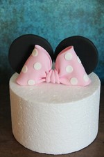 Minnie Mouse inspired fondant handmade EARS & BOW birthday cake topper