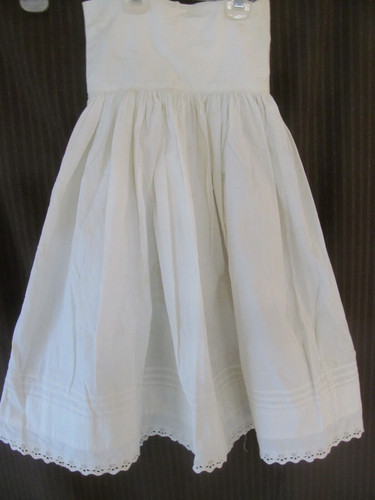 1800s Antique Young Girl Petticoat Slip~White Cotton Handmade Eyelet Lace Trim!