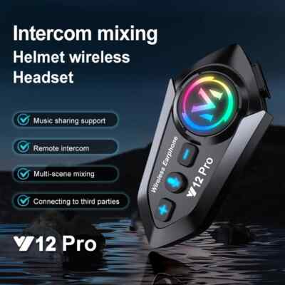 Y12 Pro Motorcycle Helmet Intercom Bluetooth Headset 500M Wireless