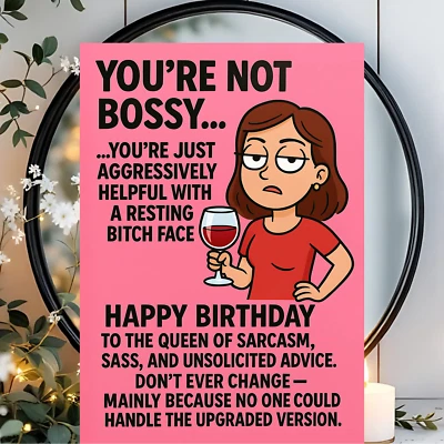 FROMUSTOYOUPRINTS Funny Birthday Card Humorous Rude Card For Her, Wife, Mum, Nan, Friend