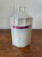 Antique Lusterware Rice Canister Handmade Germany Burgundy Trim