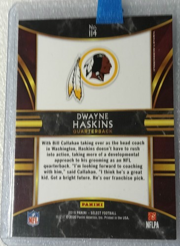 2019 Panini Select Premier Level Silver Prizm Dwayne Haskins #114 RC - Picture 2 of 2