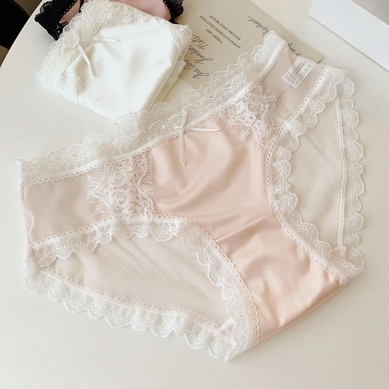 5 Pack Lot Sexy Womens Satin Panties Briefs Lace Sheer Underwear Lignerie Bikini - Image 4 of 4