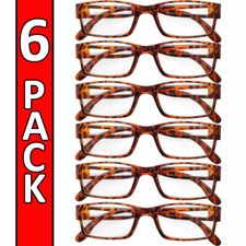 Reading Glasses Mens Womens Readers 6 PACK Square Frame Unisex Style Specs NEW