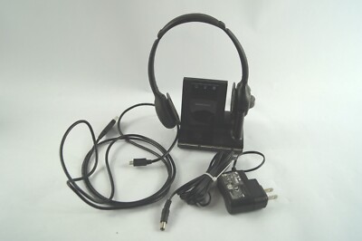 PLANTRONICS W02 DECT 6.0 Wireless Headset System Headphones Charger Cables D341