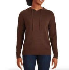 Members Mark Luxury Cashmere Blend Hoodie Brown Size S Loungewear