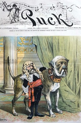 Republican Lord Fauntleroy 1889 PRESIDENT HARRISON JAMES BLAINE Puck Cover Art