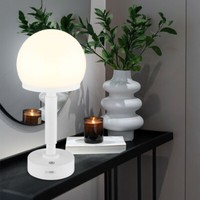 Beistellleuchte Nachttischlampe Tischleuchte Led Usb Akku Weiß Pilz Touchdimmer