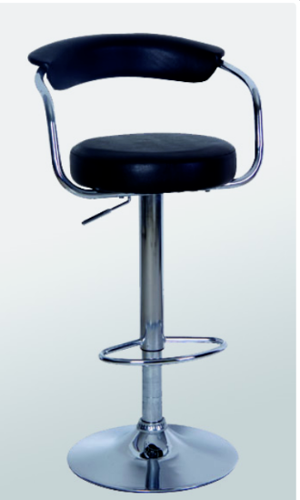Black Bar Stools Black Leather Seat Swivel Adjustable Chrome Frame Pack of 2