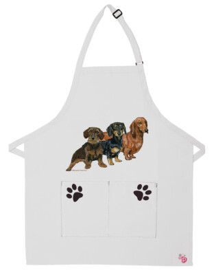 Dachshund Doxie Dog Apron Two Pocket Bib Apron with Adj Neck