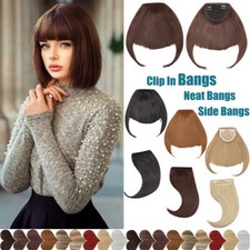 Thin Neat Bangs Clip in Bangs Real as Human Hair Extensions Front Hairpiece US
