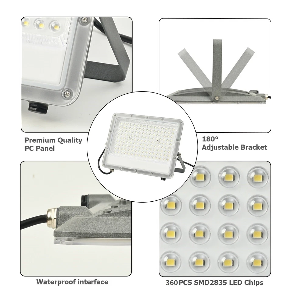Luz de inundación LED 300W para exteriores súper brillante impermeable 6500K luz de día blanca Foto 4 de 4
