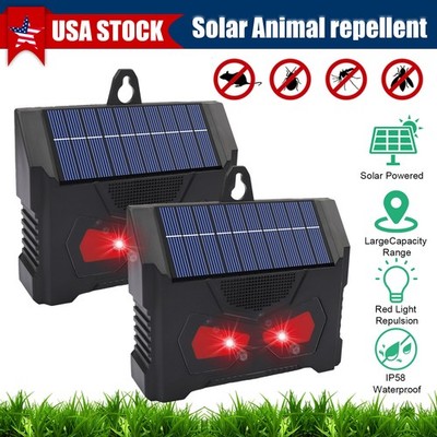 1/2PK Ultrasonic Pest Repellent Control Solar Wild Animal Repeller Rat Deterrent