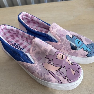 Disney Stitch Shoes WOMENS Pink Blue Slip On Sneakers Ground Up SIZE 8.5 NWOT