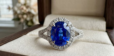 5.50Ct Oval Cut Natural Blue Sapphire & Diamo...