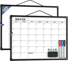 MaxGear Monthly Calendar Dry Erase Board for Wall, 16"x12" Small Hanging Double-