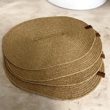 Set of 8 Oval Placemats and 8 Round Coasters for Dining Table