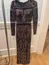Women s Betsy Adam Black Rose Gold Mesh Sparkle Evening Gown Size 4