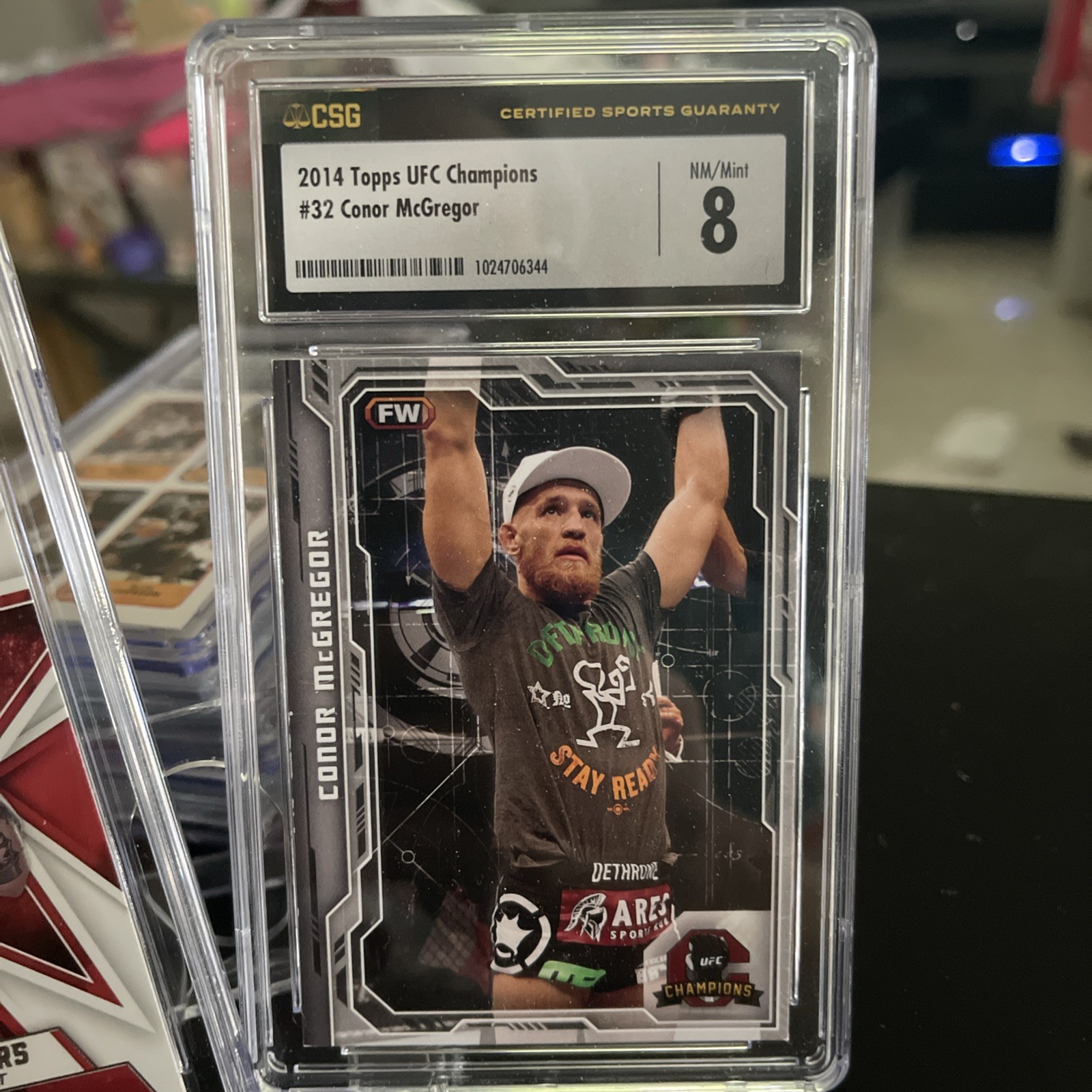 2014 Topps UFC Conor McGregor & 2021 Panini McGregor MINT 9.5 view 2