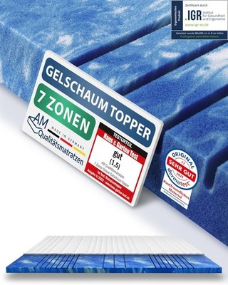 7-Zonen Gelschaum Topper Gel 8cm 90x200 100x200 140x200 160x200 180x200 200x200