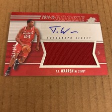 2014 SPx Rookie AUTO JSY SP /499 TJ Warren RC #81 NC State Basketball Card (f3). rookie card picture