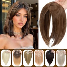 Soft Hair Toppers Clip in Toupee w/Bang Hairpiece Straight/Wavy Hair Extensions