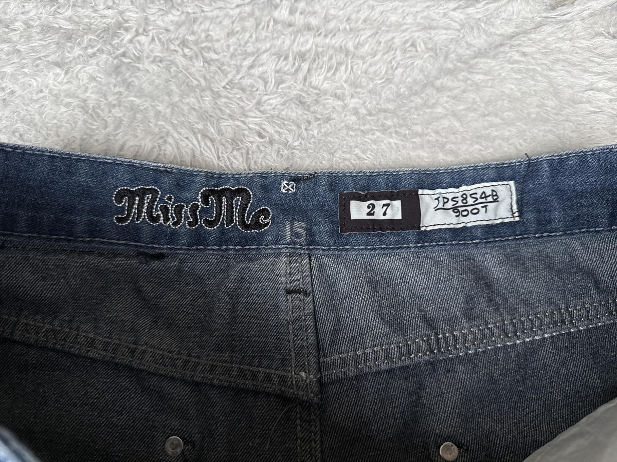 Miss Me Jeans Womens 27 Blue Rhinestone Cross Back Pockets