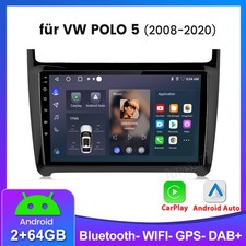9"CarPlay Android Autoradio GPS Navi WIFI 64G BT Für VW Polo 6R 6C 2008-2020 DAB