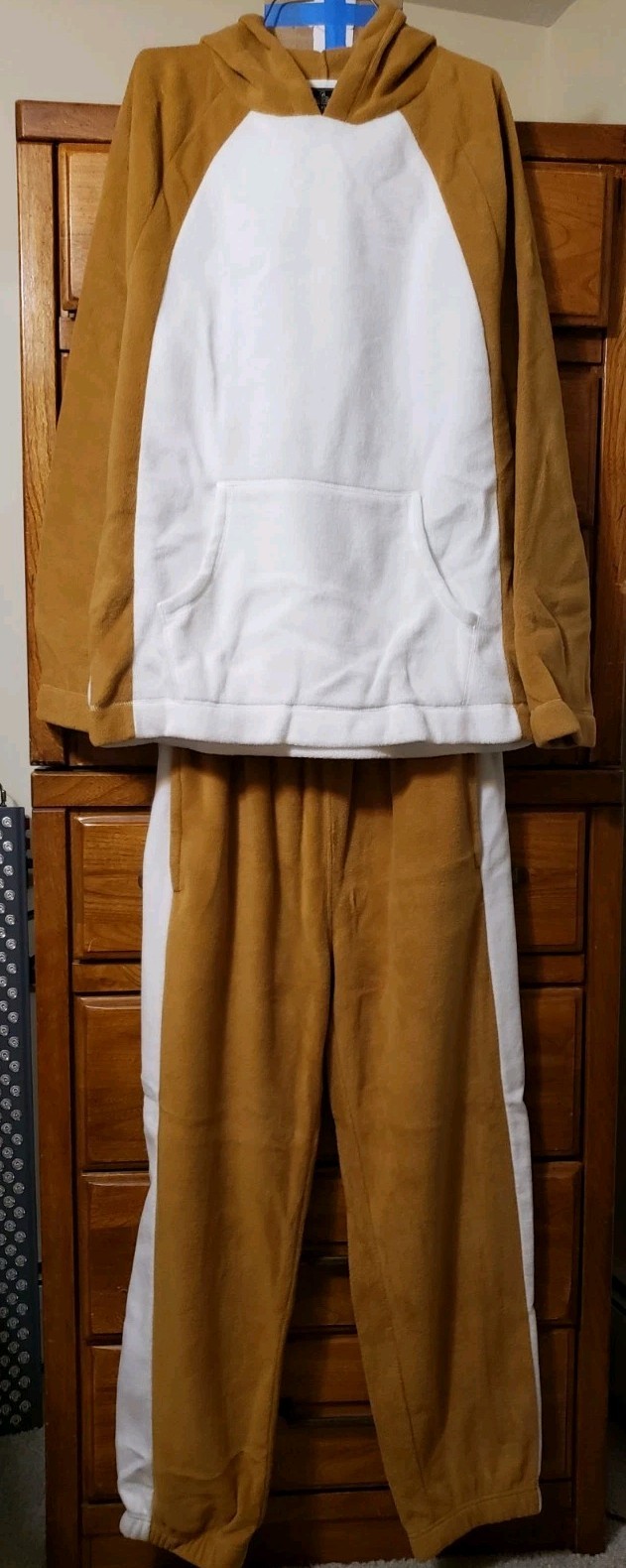 Foot Locker Fleece Tracksuit Mens XL Tan White Jo… - image 3