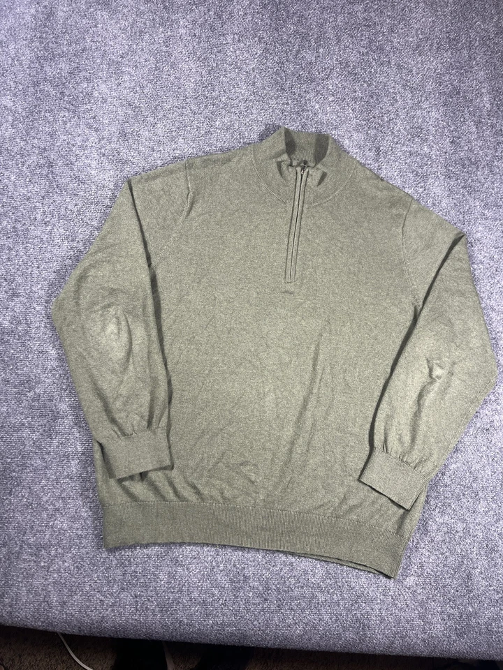 LL Bean Sweater Mens 2XL Green Half Zip Pullover Cotton Cashmere Outdoor Casual - Image 2 of 4