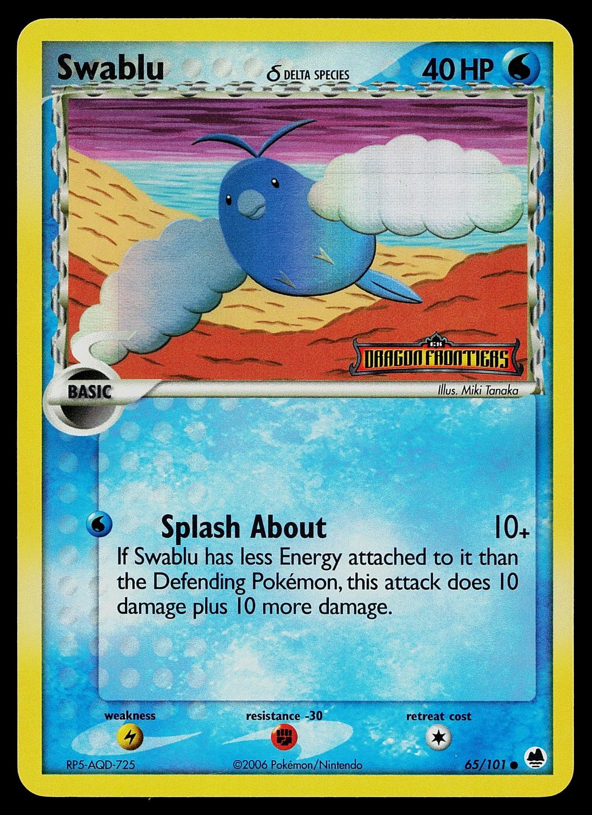 Pokemon Card - Swablu Dragon Frontiers 65/101 Reverse Holo Common Stamped